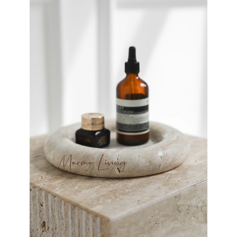Home Bathroom Trends - Bandeja de servir em travertino bege,