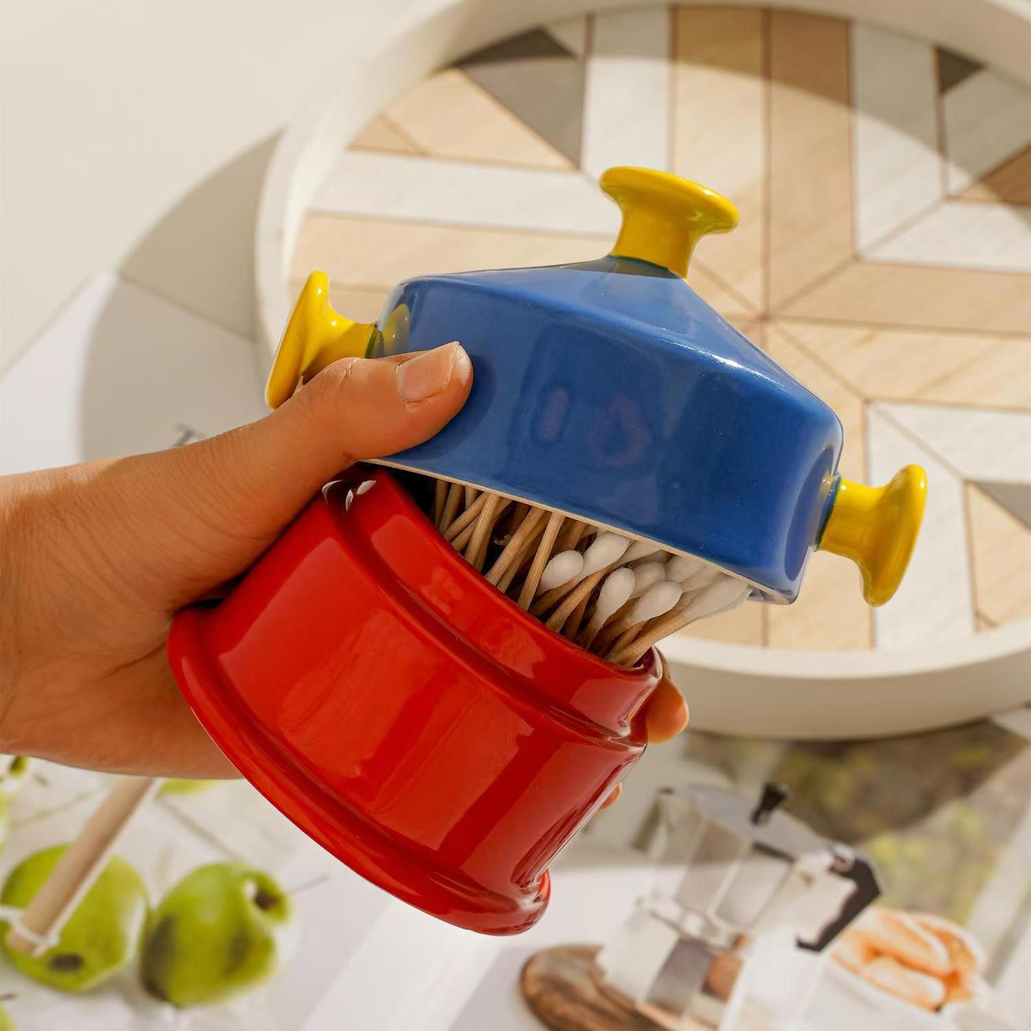 Home Bathroom Organizer - Porta-palitos de cerâmica com design de